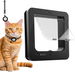 Smart Cat Door for Interior and Exterior, Microchip Cat Pet Door with 4 Way Locking Cat Flap with RFID Collar Activated Opening Cat Door, Black. Available at Crazy Sales for $89.95