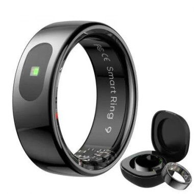 Smart Ring Tracker for Women & Men, Fitness Ring with Sleep & Motion Tracking, Touch Control,Compatible with iOS & Android (Black,13#)