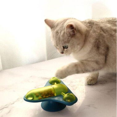 Smart Swivel Plane Cat Toy Food Falling Interesting Plane Kitty Pet Supplies (Blue)