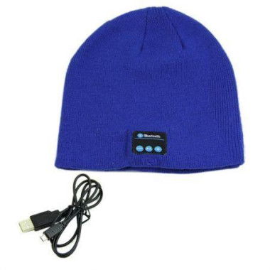 Smart Talking Keep Warm Music Beanie Hat With Built-in Wireless Bluetooth Stereo Earphones - Blue.