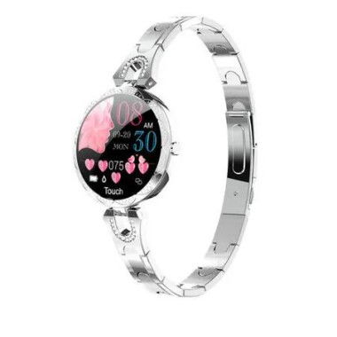 Smart Watch for Women, Smart Wristband with Metal Band, Elegant Fitness Tracker Sleep Monitor Full Touchscreen for iOS Android Phones Silver