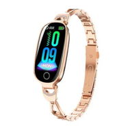 Detailed information about the product Smart Watch for Women with Metal Band, Elegant Oval Fitness Tracker with Sleep Monitor and Sport Modes, Compatible with Android & iPhone (Golden)