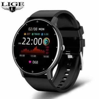 Smartwatch Men Full Touch Screen Sport Fitness Watch IP67 Waterproof Bluetooth For Android IOS Smartwatch Men + Box (Black)