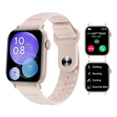Smart Watch Sports Pedometer, Fitness Tracker Bluetooth Call Sleep Monitor, 100 Sports Modes Waterproof for iOS Android, Pink