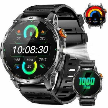 Smart Watches for Men1000mAh/1.7In Screen Smartwatch,Led Flashlight,Answer/Make Calls,Sleep Monitor 110+ Sport Modes Fitness Watch for Android/iPhone