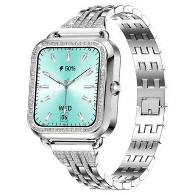 Smart Watches for Women with Diamonds,1.57Inch Bluetooth Smartwatch for Android iOS Phones,Waterproof Fitness Tracker Watches with Answer/Make Call(Silver)