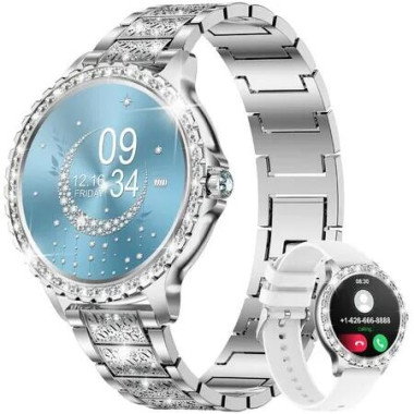 Smart Watches for Women,1.32Inch HD Fitness Tracker Watch with Answer/Make Call,AI Voice Control,100+ Sport Modes Smart Watch for Android iOS Silver