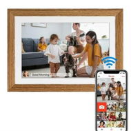 Detailed information about the product Smart WiFi 10.1-Inch Digital Photo Frame 1280x800 IPS LCD Touchscreen Auto-Rotate Portrait Landscape 32GB Memory (Wooden)