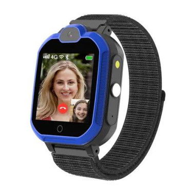 Smartwatch Kids 4G SIM GPS Tracker Phone Call Voice Video Chat Alarm Pedometer Camera SOS Touch Screen WiFi Music Wrist Safety Activity Blue