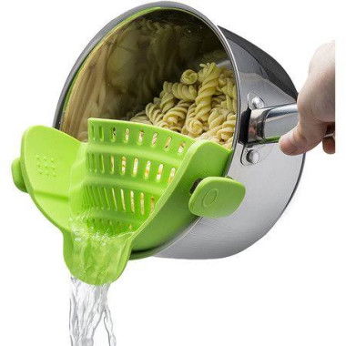 Snap N Strain Strainer Clip On Silicone Colander Fits All Pots And Bowls - Lime Green