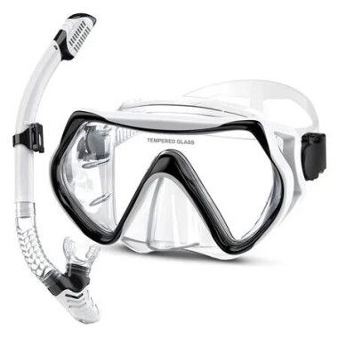Snorkeling Gear, Anti-Fog Scuba Diving Mask, Professional Snorkeling Gear for Free Breathing, Swimming, Diving (White)