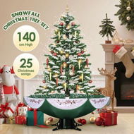 Detailed information about the product Snowing Christmas Tree Green Artificial Xmas Topper LED String Fairy Lights Decoration Ball Musical Snow Ornament Umbrella Stand 140cm