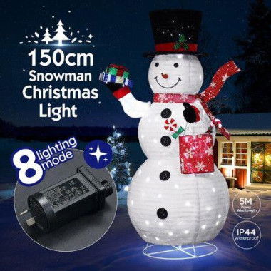 Snowman Christmas Light 150cm 3D Xmas Figure 200 LED String Fairy Decor Lighted Home Outdoor Decoration Ornament Gift Boxes Bag Foldable