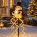 Snowman Magic Fountain Flowing Snowflake LED Christmas Garden Light, Solar Outdoor Holiday Decoration with Yard Stake for Festive Decor, Snowman. Available at Crazy Sales for $29.95