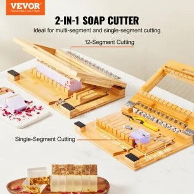 Soap Cutter, Cut 1-12 Bars, Precisely and Accurately Cut 1 Inch Bars, Bamboo Soap Slicer With Steel Wire, Multi Handmade Soap Wire Cutter for Loaf Candles Cheese Butter DIY Making Tool