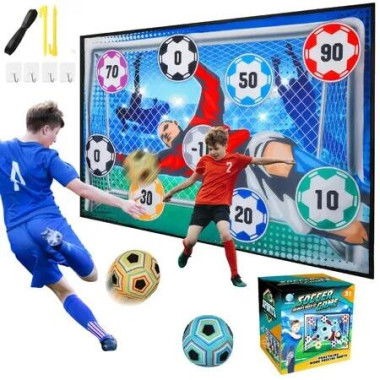 Soccer Ball Game Mat Set Soccer Ball Backyard Toss Soccer Goal Game with 2 Balls,1 Flannel Target Gift for 3+ Year Old Boy Toys Birthday Christmas