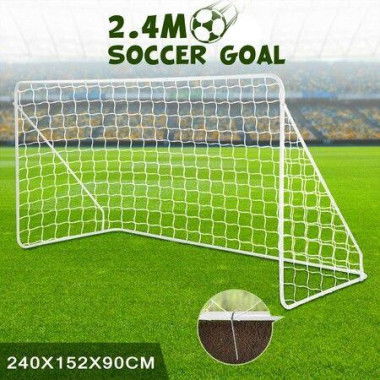 Soccer Goal Set Football Net Metal Frame Backyard Training Practice Kids Adults Youth Home Outdoor Sports Games Match 2.4x1.52m