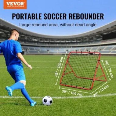 Soccer Rebounder Rebound Net Kick-Back 100x100 cm Portable Football Training Gifts Fully Adjustable Angles Goal Net Aids & Equipment for Kids Teens