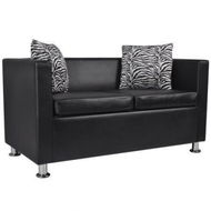 Detailed information about the product Sofa 2-Seater Artificial Leather Black