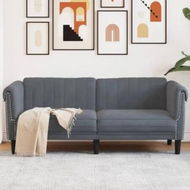 Detailed information about the product Sofa 2-Seater Dark Grey Velvet