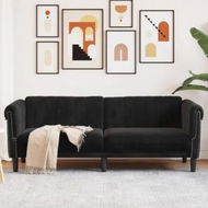 Detailed information about the product Sofa 3-Seater Black Velvet