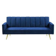 Detailed information about the product Sofa Bed Convertible Velvet Lounge Recliner Couch Sleeper 3 Seater Blue