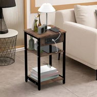 Detailed information about the product Sofa Bed Side Table with Charging Station Narrow End Hall Entry Lamp Laptop Desk Coffee Couch Nightstand Storage Shelves Living Room Bedroom Furniture