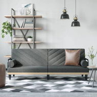 Detailed information about the product Sofa Bed with Armrests Dark Grey Fabric