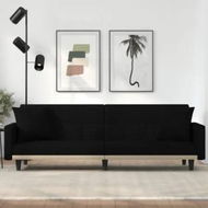 Detailed information about the product Sofa Bed with Cushions Black Fabric