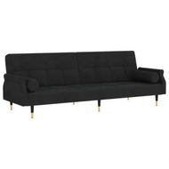 Detailed information about the product Sofa Bed with Cushions Black Velvet