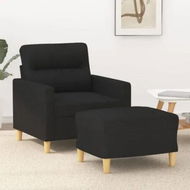 Detailed information about the product Sofa Chair with Footstool Black 60 cm Fabric