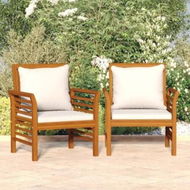 Detailed information about the product Sofa Chairs with Cream White Cushions 2 pcs Solid Wood Acacia