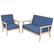 Detailed information about the product Sofa Set 2 Pieces Fabric Blue