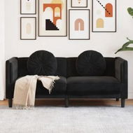 Detailed information about the product Sofa with Cushions 2-Seater Black Velvet