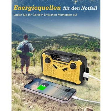 Solar and Crank Emergency Radio with FM/AM, Dynamo crank generates electricity even without batteries,Essential emergency kits