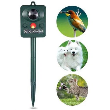 Solar Animal Repeller with Motion Sensor,Outdoor Solar Ultrasonic Animal Repeller Lights Flash Bird Repeller