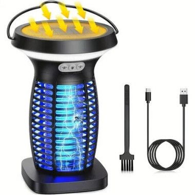 Solar Bug Zapper Outdoor Waterproof Electric Fly Zapper Rechargeable Mosquito Killer with Solar Panel for Home Backyard,Patio,Garden Camping