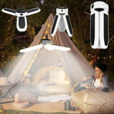 Solar Camp Light Bulb Foldable Camping Hiking Emergency 60 LED Lantern Light Bulb LED Rechargeable Three-leaf Emergency Ligh