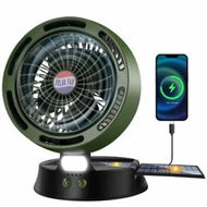 Detailed information about the product Solar Camping Fan with LED Lantern Rechargeable Portable Fan with 5W Solar Panel Battery Operated Fan for Outside Picnic,Fishing,Outdoor Tent-Green