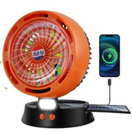 Detailed information about the product Solar Camping Fan with LED Lantern Rechargeable Portable Fan with 5W Solar Panel Battery Operated Fan for Outside Picnic,Fishing,Outdoor Tent-Orange
