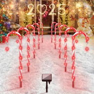 Detailed information about the product Solar Christmas Lights Candy Cane Pathway 80 Red LED Outdoor Waterproof IP65 8 Modes 10 Pcs