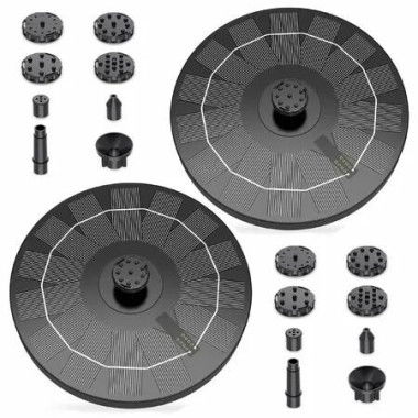 Solar Fountain Pump 2.5W,16cm Solar Powered Water Fountain,Solar Pump with 6 Nozzles for Garden,Ponds,Pool,Fish Tank,Outdoor and Aquarium,2 Pack