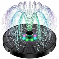 Detailed information about the product Solar Fountain Water Pump with 7 Color LED Lights,3W Solar Water Fountain with 1500mAh Battery and 7 Nozzles,Floating Solar Powered Water Fountain Pump