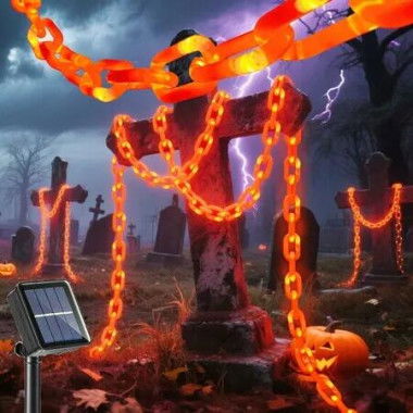 Solar Halloween Decorations Halloween Plastic Chain Lights,2m Props Chains with 8 Lighting Modes String Lights