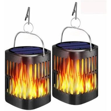 Solar Hanging Lanterns Outdoor, Flickering Flames Outdoor Solar Lights Hanging Lanterns (2 Pack)