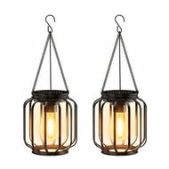 Detailed information about the product Solar Hanging Lanterns Outdoor,2 Pack Metal Lights With Hook,Bright and Warm Waterproof,Classic Outdoor Lights for Yard Garden Patio Porch Decor