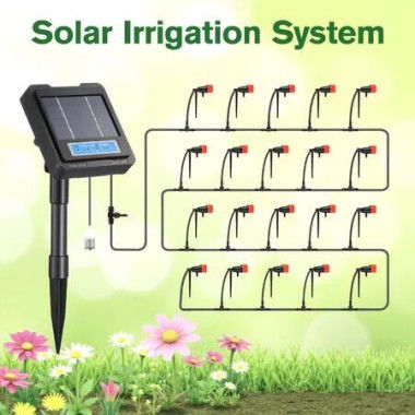 Solar Irrigation Auto Garden Watering System Automatic Deep Drip Kit DIY Green Household Potted Plant Smart Timer Modes Energy Powered Device 20m Hose