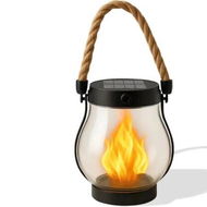 Detailed information about the product Solar Lantern Outdoor Lights with Dancing Flame, Waterproof Hemp Rope Hanging Flickering Solar Lights Outdoor with Dual Charging Modes of Solars