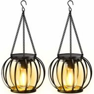 Detailed information about the product Solar Lanterns Outdoor Waterproof,Metal Hanging Solar Lights Outdoor Lanterns,Brighter Auto On/Off Outdoor Hanging Lantern 2 Pack
