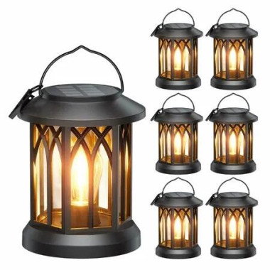 Solar Lanterns Outdoor Waterproof,Upgraded Bright Hanging Solar Lights,Solar Powered Lanterns Lighting LED 6 Pack (Warm Light)